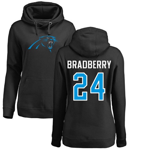 Carolina Panthers Black Women James Bradberry Name and Number Logo NFL Football #24 Pullover Hoodie Sweatshirts